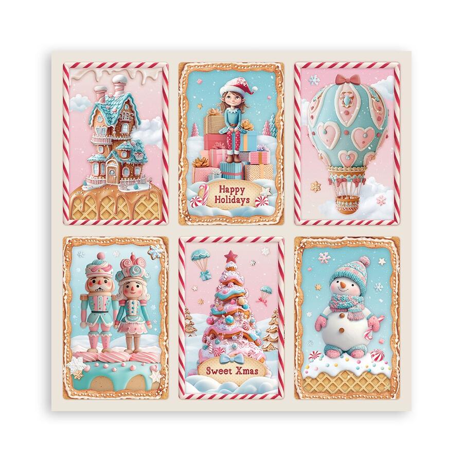 Blocco 22 fogli 20,3 x 20,3 Single face Candy Christmas