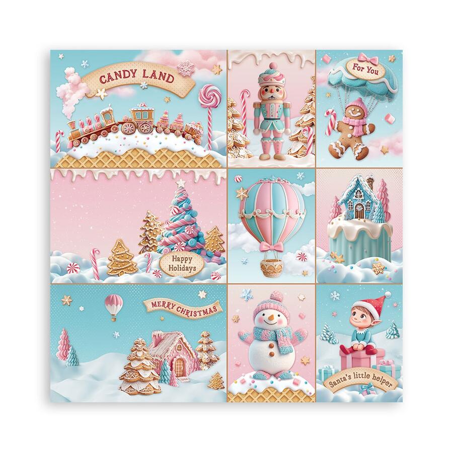 Blocco 22 fogli 20,3 x 20,3 Single face Candy Christmas