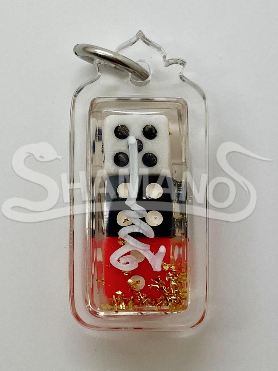 Amuleto per attirare VINCITE AL GIOCO - Dadi e Polvere Dorata con Sacro Yant