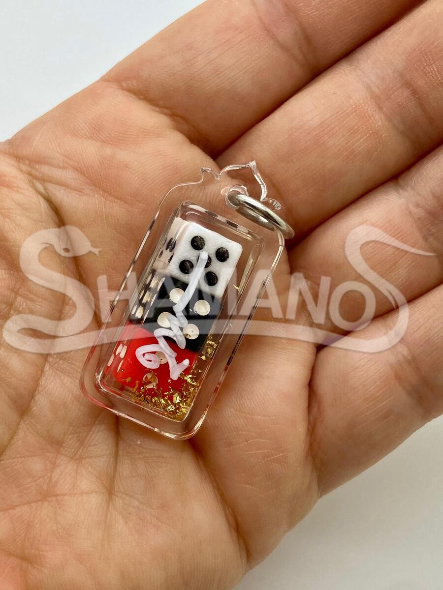 Amuleto per attirare VINCITE AL GIOCO - Dadi e Polvere Dorata con Sacro Yant