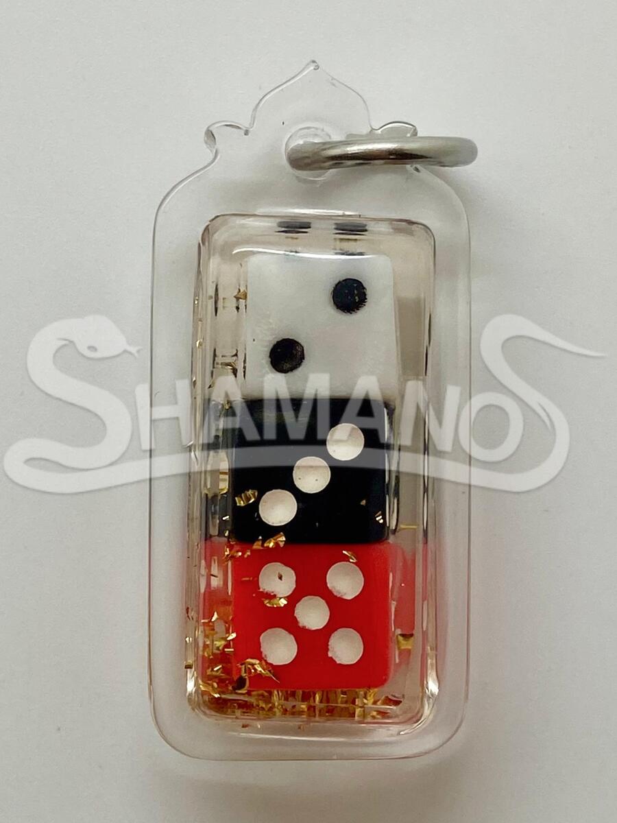 Amuleto per attirare VINCITE AL GIOCO - Dadi e Polvere Dorata con Sacro Yant