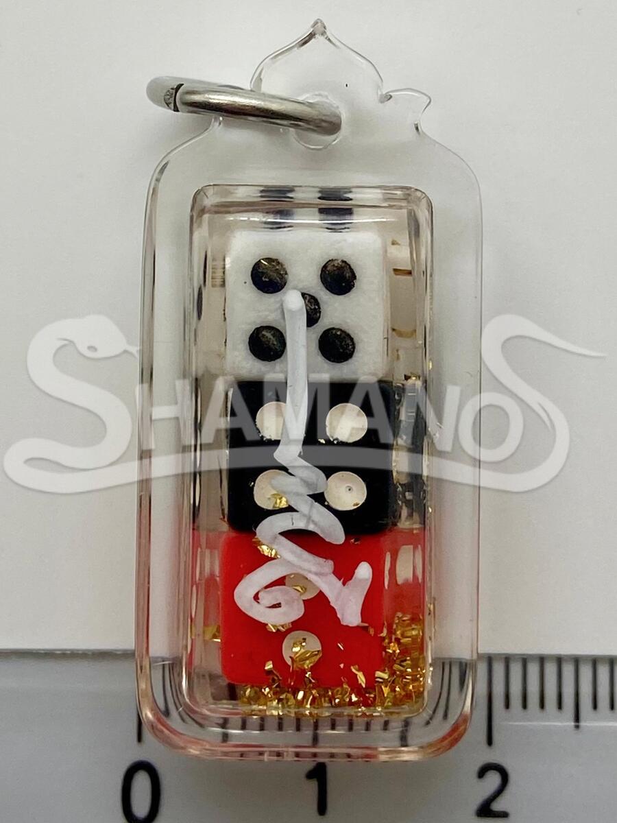 Amuleto per attirare VINCITE AL GIOCO - Dadi e Polvere Dorata con Sacro Yant