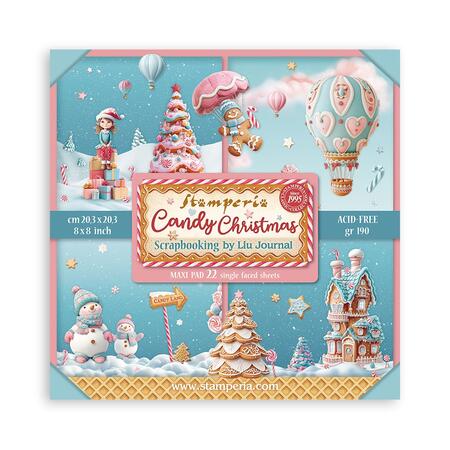 Blocco 22 fogli 20,3 x 20,3 Single face Candy Christmas