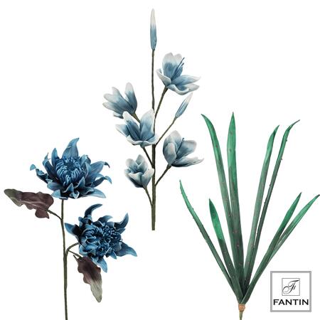 Fantin Argenti - Composizione Floreale Magnolia & Oloe Blu Verde – (3 Steli)