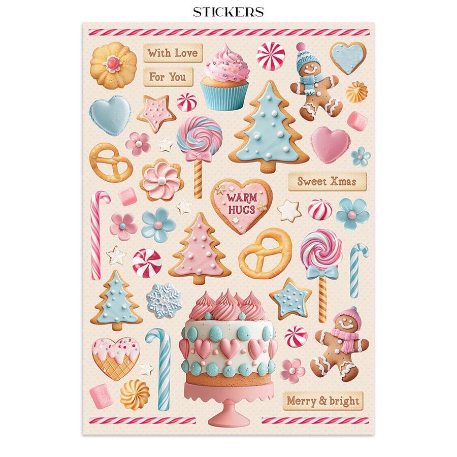 Junk Journal Stickers, cut-outs, backgrounds "Candy Christmas""