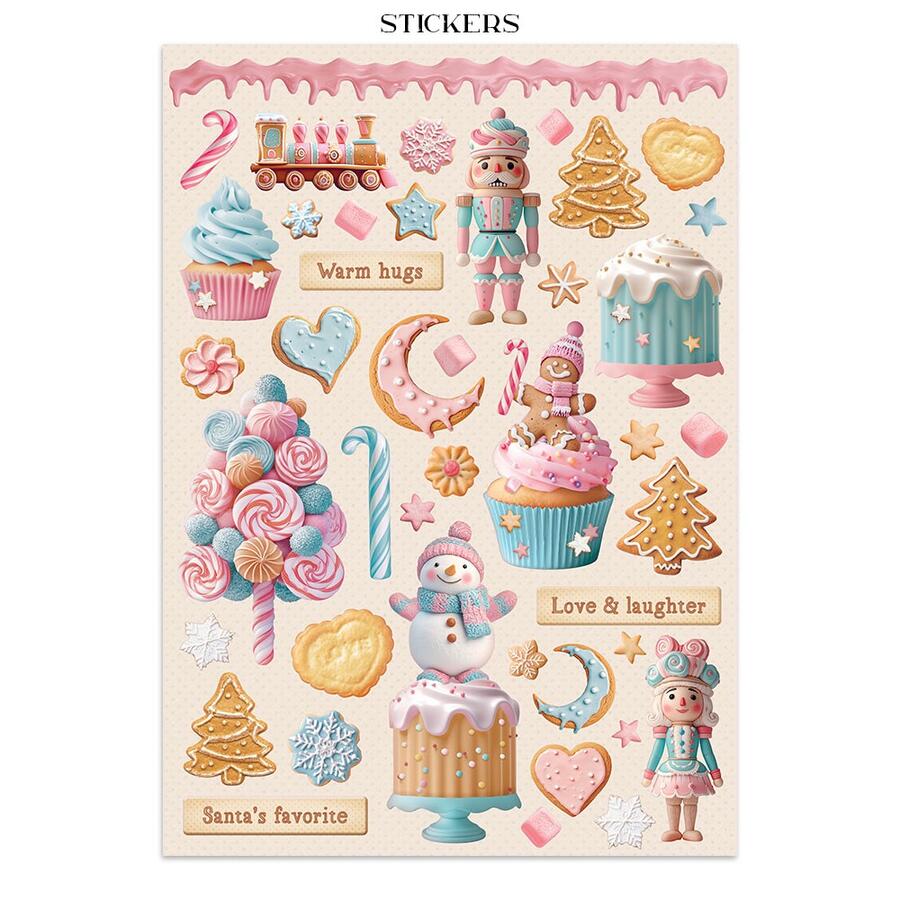 Junk Journal Stickers, cut-outs, backgrounds "Candy Christmas""