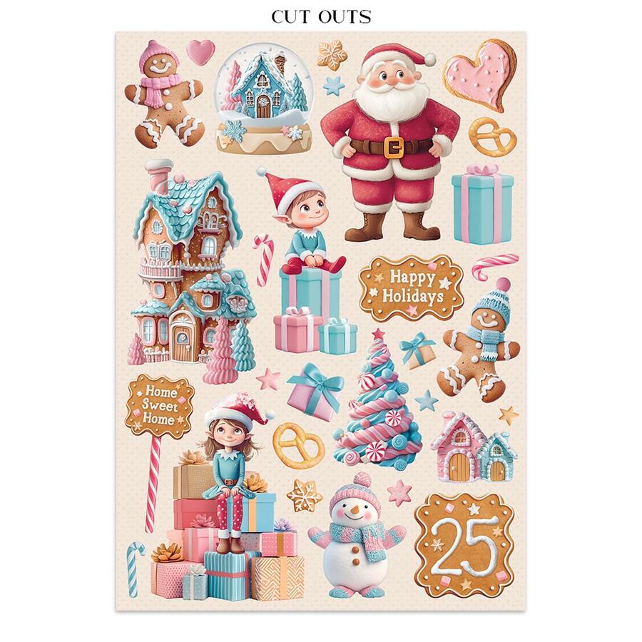Junk Journal Stickers, cut-outs, backgrounds "Candy Christmas""