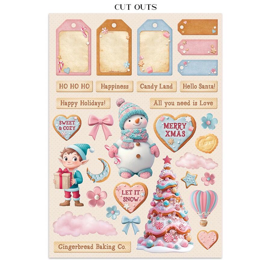 Junk Journal Stickers, cut-outs, backgrounds "Candy Christmas""