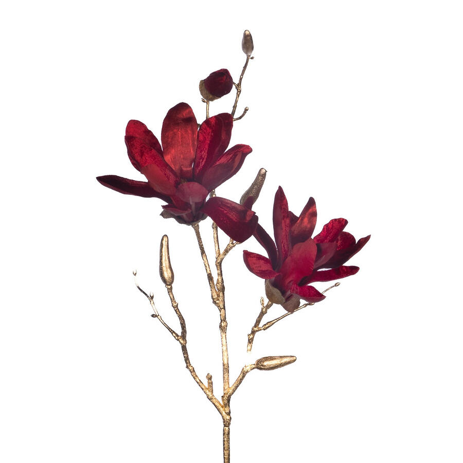 Goodwill - Natale 2025 - Magnolia Metallic Gambo Fiore Rosso 66 cm