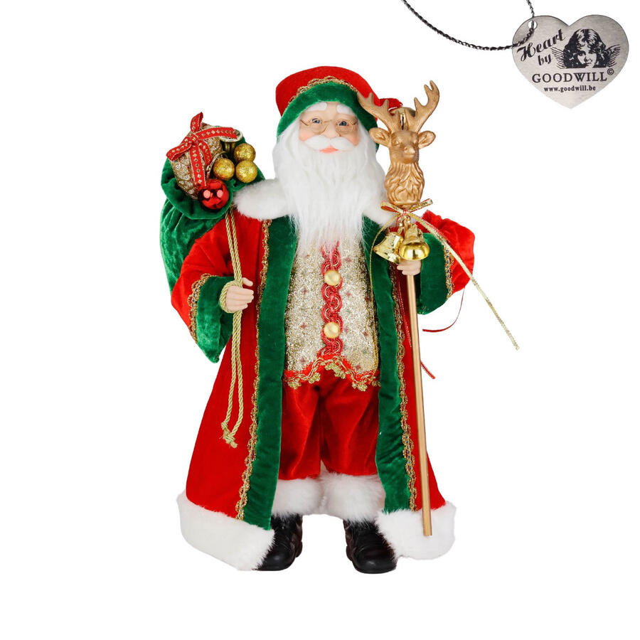 Goodwill - Natale 2025 - Decorazione Babbo Natale con bastone e sacco regali 46 cm