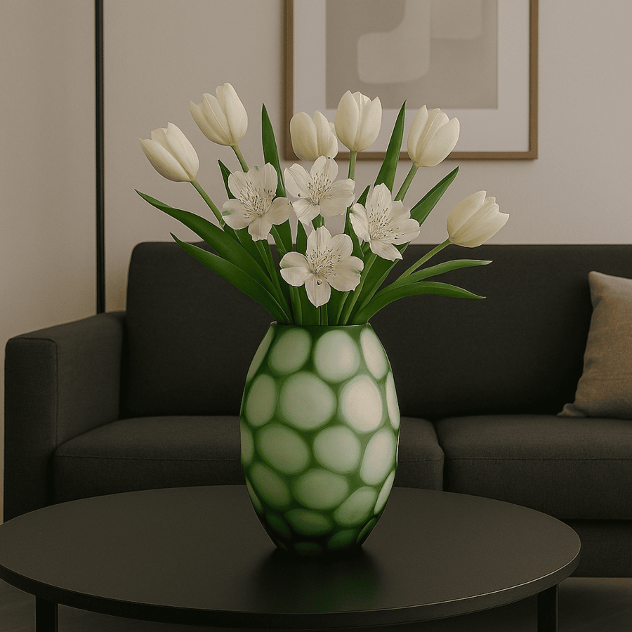 Onlylux - Vaso Ovale “Geode” Verde –  H 31 cm 