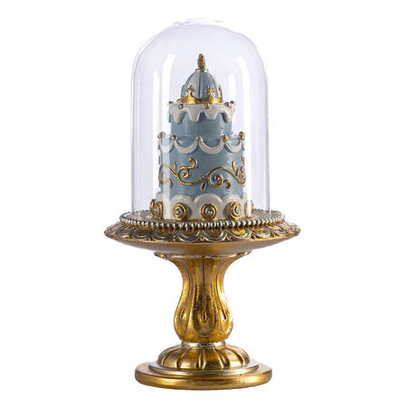 Goodwill - Natale 2025 - Torta Decorativa in Cupola di Vetro – Blu & Oro H21 cm