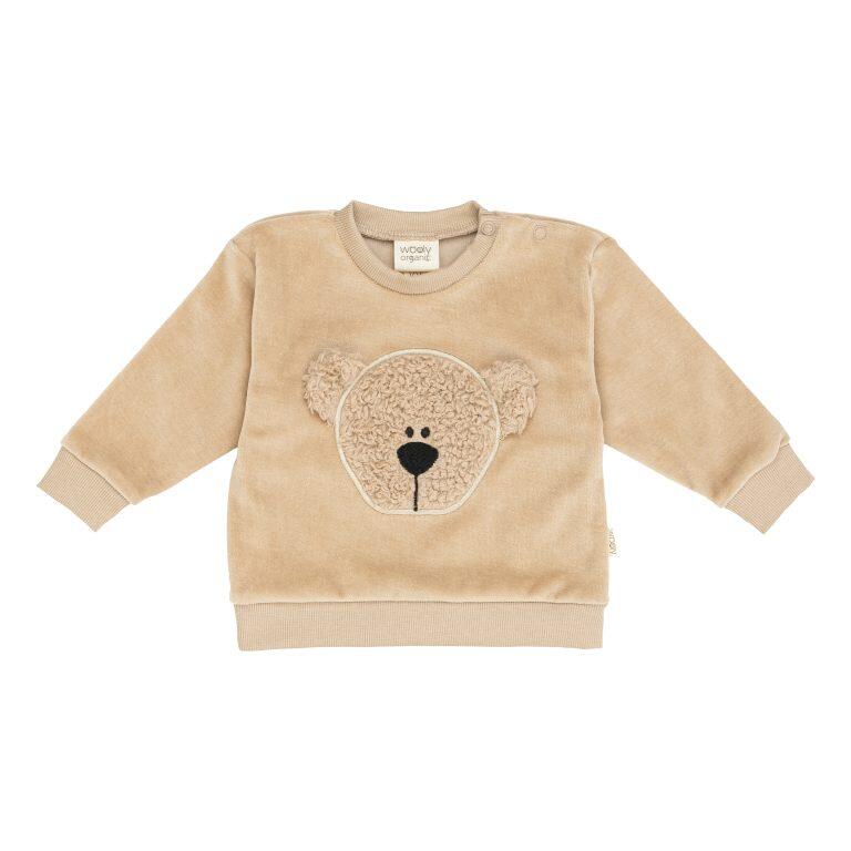 Maglione Ricamato con Orsetto in Peluche – Cotone Biologico GOTS - Misura 62/68 cm