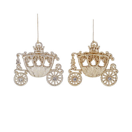 Goodwill - Natale 2025 - Set da 2 Carrozze Natalizie Glitterate – Oro & Champagne – 10 cm