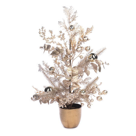 Goodwill - Natale 2025 -Alberello Natalizio Champagne con Pigne, Bacche e Palline – 60 cm