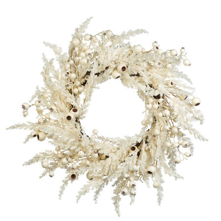 Goodwill - Natale 2025 - Ghirlanda Natalizia a Coda con Pigne e Bacche – Colore Crema – 60 cm