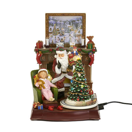 Goodwill - Natale 2025 - Scena Natalizia Animata con Babbo Natale, Bambino e Camino – LED, Musica e Movimento – 28 cm