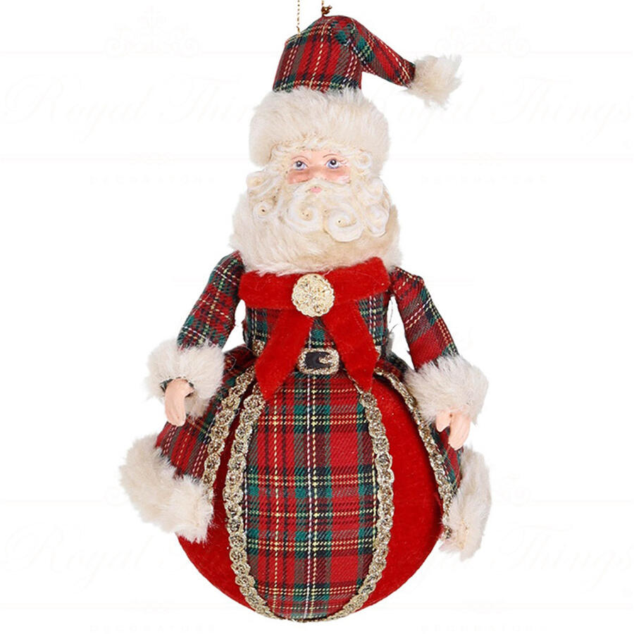 Goodwill - Natale 2025 - Babbo Natale su Sfera Decorativa – Tartan Rosso/Verde – 18 cm Decoro 2