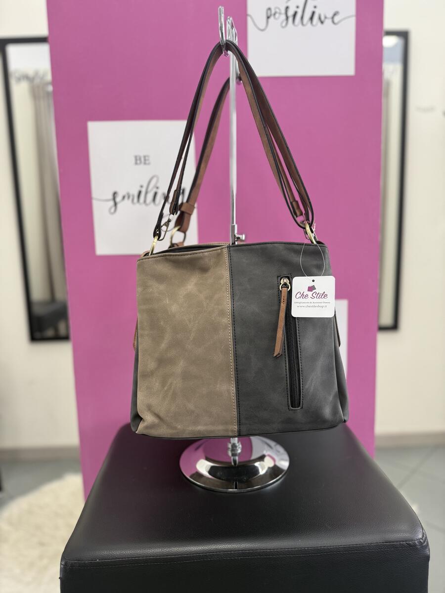 NOVITÀ Borsa bi-color in eco camoscio