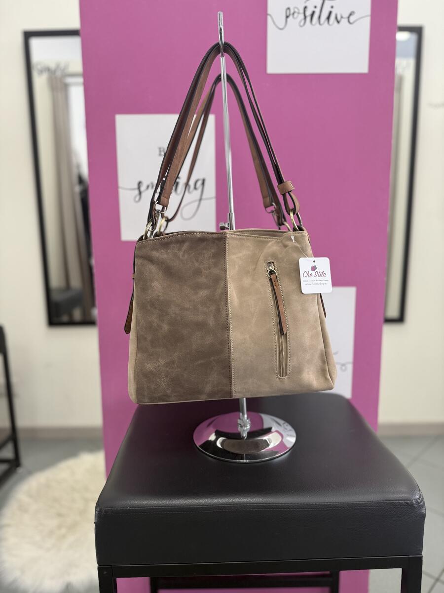NOVITÀ Borsa bi-color in eco camoscio