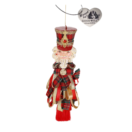 Goodwill - Natale 2025 - Schiaccianoci Ornamentali con Nappina – Tartan Rosso/Verde – 23 cm Decoro 1