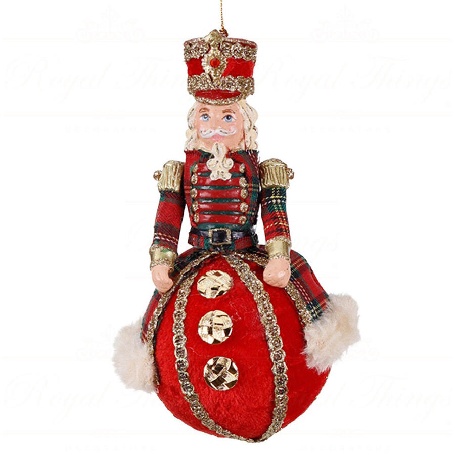 Goodwill - Natale 2025 - Schiaccianoci Tartan su Sfera Decorativa – Rosso/Verde – 15 cm Decoro 1