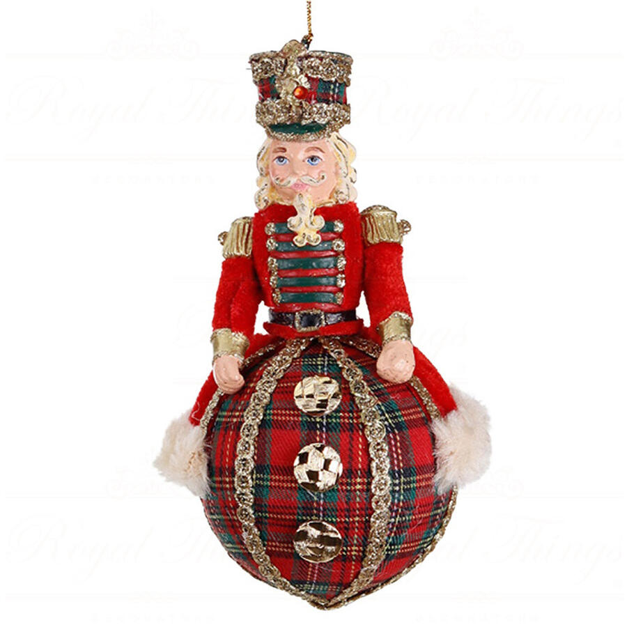 Goodwill - Natale 2025 - Schiaccianoci Tartan su Sfera Decorativa – Rosso/Verde – 15 cm Decoro 2