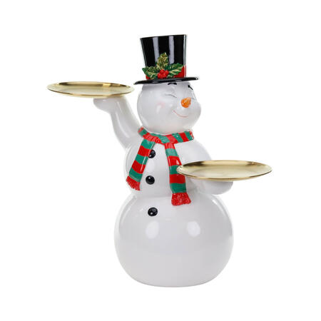 Goodwill - Natale 2025 - Pupazzo di Neve Maggiordomo con Piatti – Bianco/Oro – 61 cm