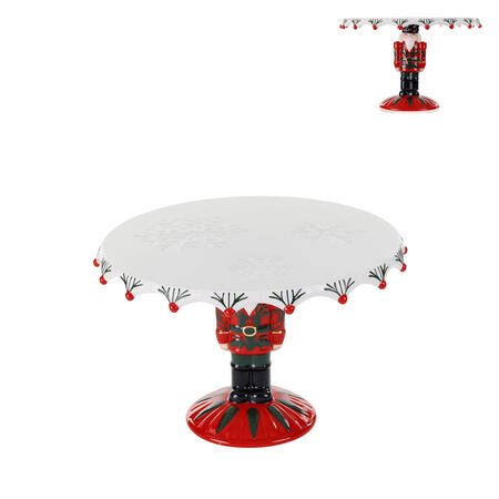 Goodwill - Natale 2025 - Schiaccianoci Alzata da Torta – Bianco/Rosso – 27 cm