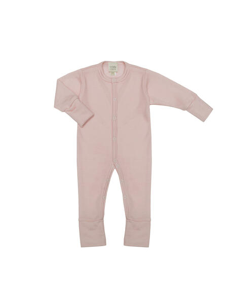 Tutina in Lana Merino e Seta con Risvolti – Comfort Naturale per Neonati - LIGHT PINK