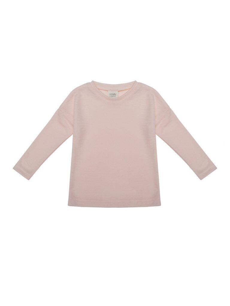 Maglia a Manica Lunga in Lana Merino e Seta – Comfort Naturale per Bambini - LIGHT PINK