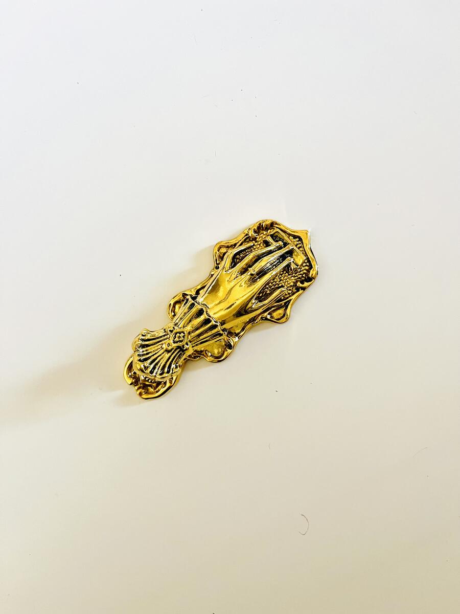 Fermacarte clip a forma di mano vittoriana colore oro
