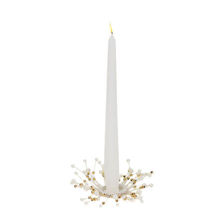 Goodwill - Natale 2025 - Anello Decorativo per Candela con Perle e Filo Metallico – Oro & Crema – Ø18 cm