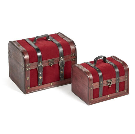 Goodwill - Natale 2025 - Set 2 Bauli Decorativi in Velluto – Borgogna – 35/28 cm