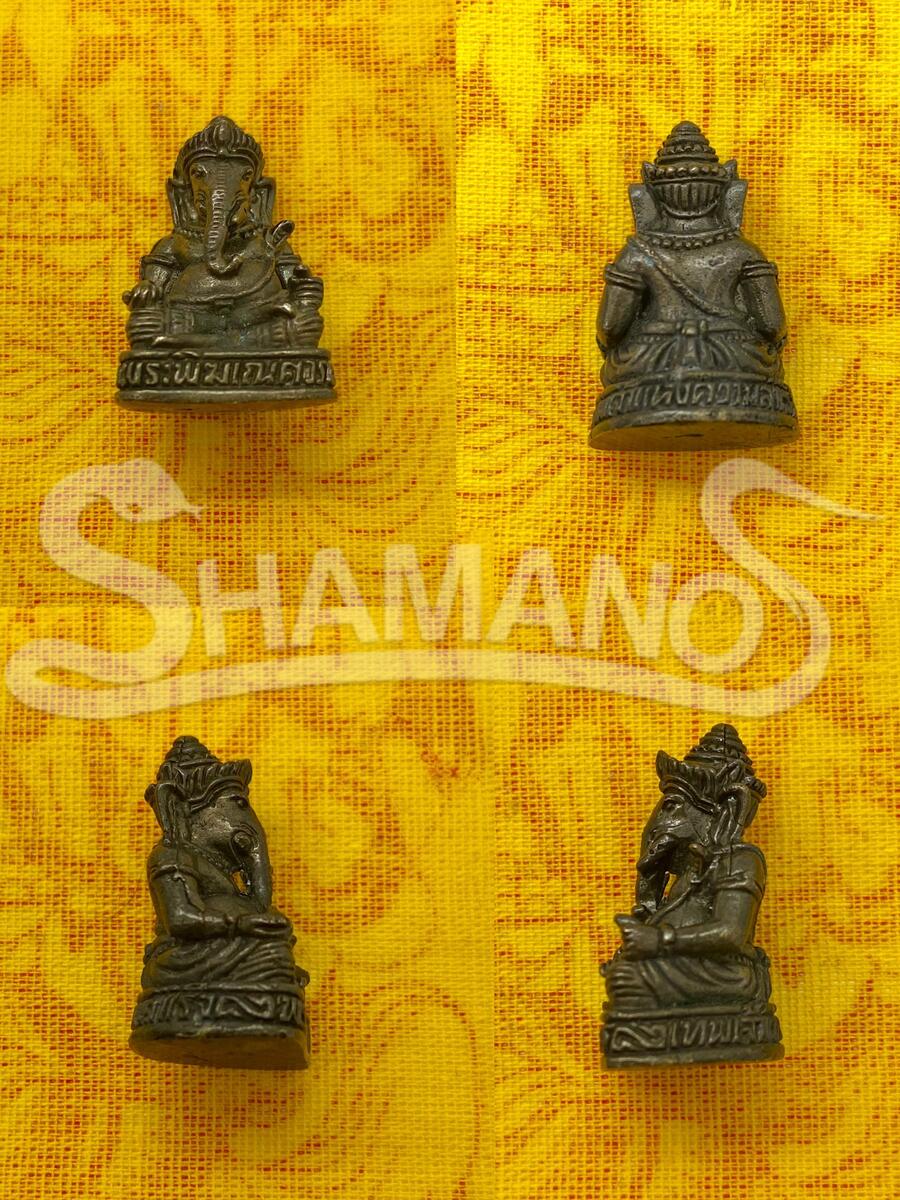 Statuina PORTAFORTUNA GANESH OF GOLD, DISTRUTTORE DI OSTACOLI e portatore di RICCHEZZA (con Pha Yant in OMAGGIO)