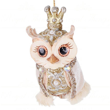 Goodwill - Natale 2025 - Pendente Gufo Invernale Regale – 10 cm – Bianco e Champagne decoro 2