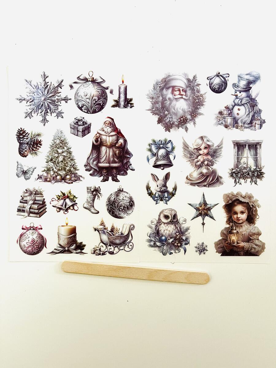 Rub On Vintage Christmas silver 10 x 15 