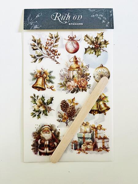 Rub On Vintage Christmas Gold 10 x 15 