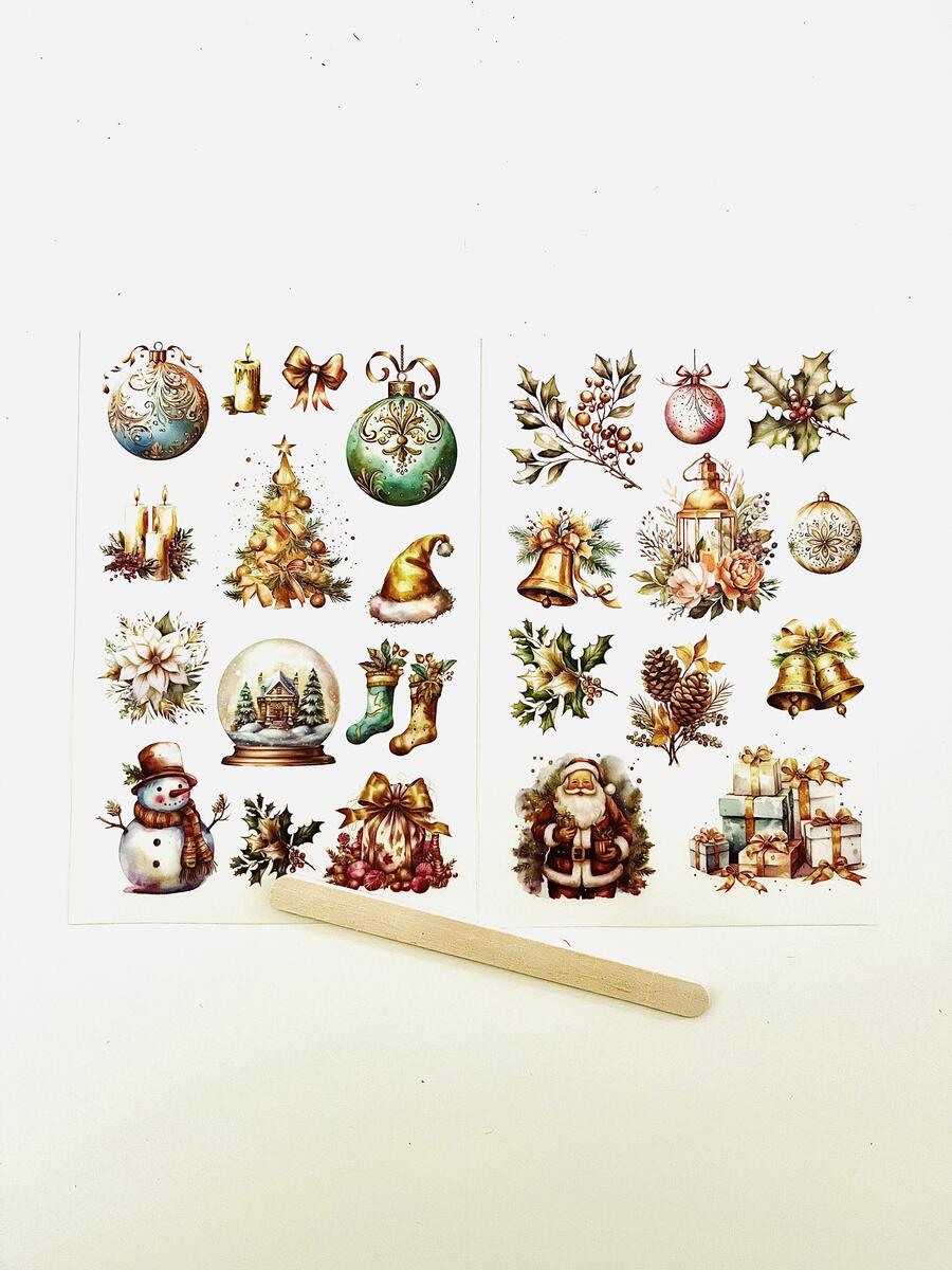Rub On Vintage Christmas Gold 10 x 15 