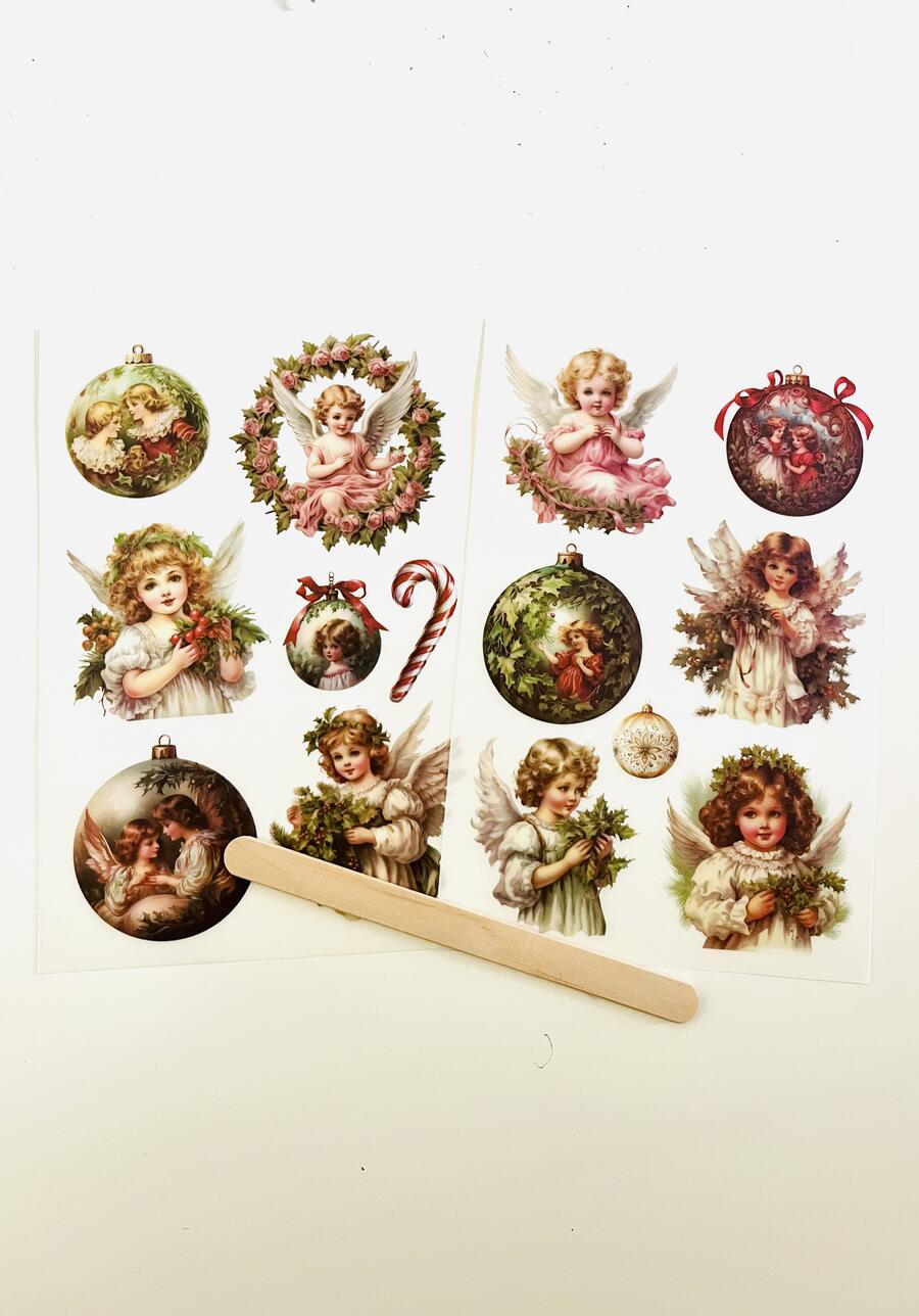 Rub On Vintage Christmas Angeli 10 x 15 