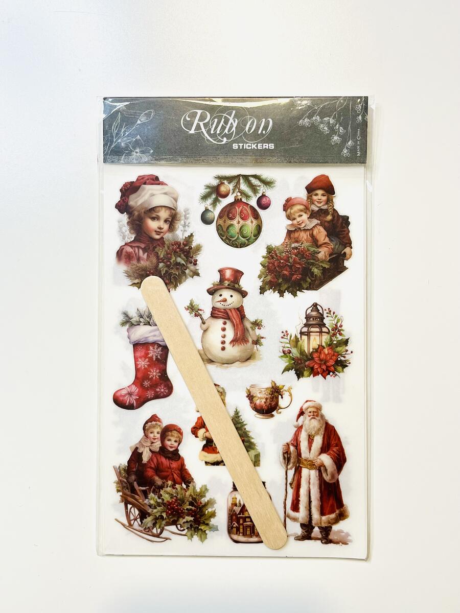 Rub On Vintage Christmas Red 10 x 15 