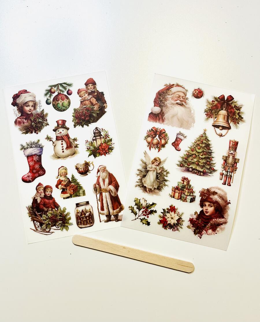 Rub On Vintage Christmas Red 10 x 15 