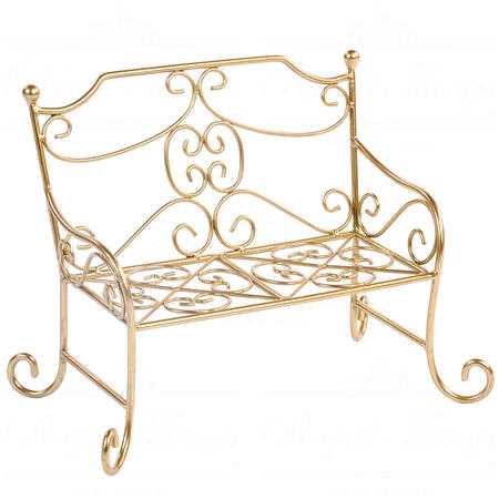 Goodwill - Natale 2025 - Panchina Decorativa in Metallo Dorato – 34 cm