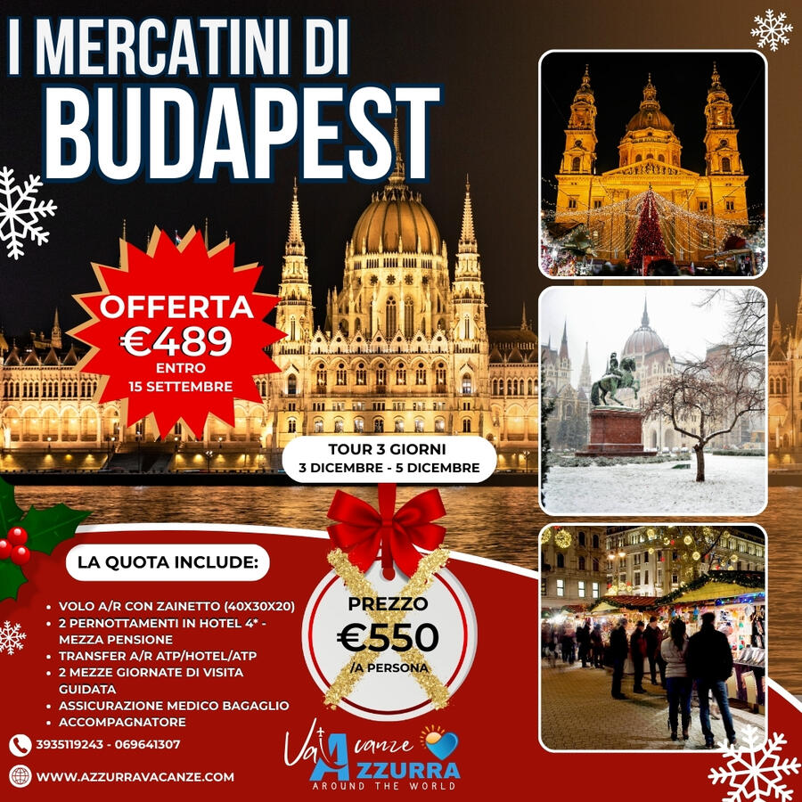 03 DICEMBRE 2025  3 GIORNI BUDAPEST MERCATINI DI NATALE 
