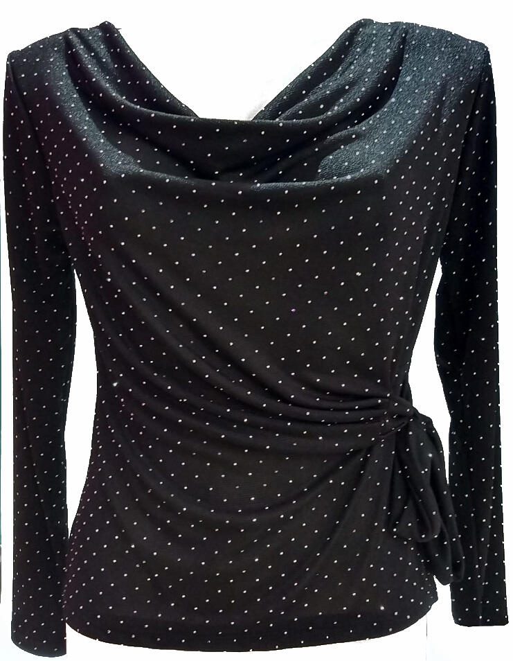 Long-sleeved elastic sweater with silver highlights, plus size 6-0048