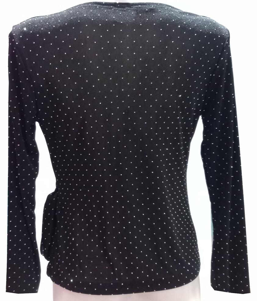 Long-sleeved elastic sweater with silver highlights, plus size 6-0048