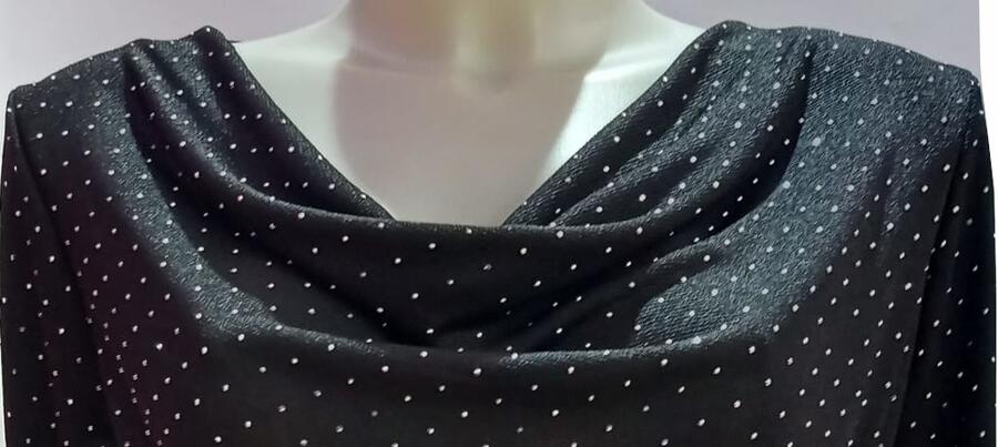 Long-sleeved elastic sweater with silver highlights, plus size 6-0048