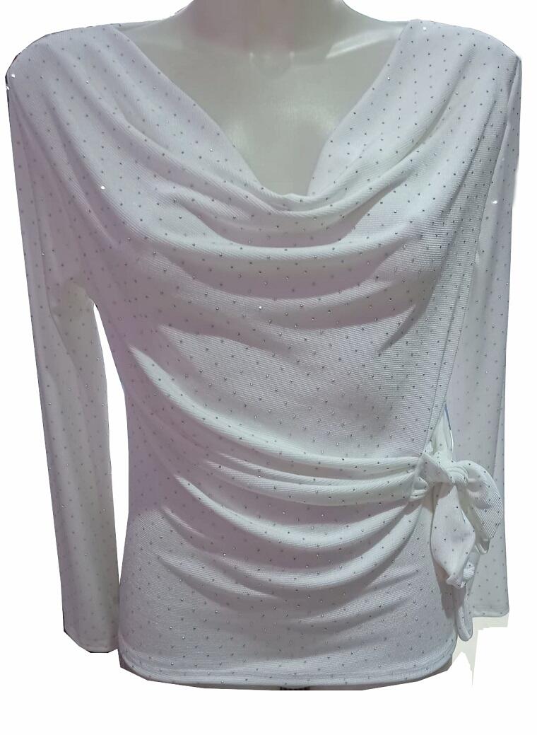 Long-sleeved elastic sweater with silver highlights, plus size 6-0048