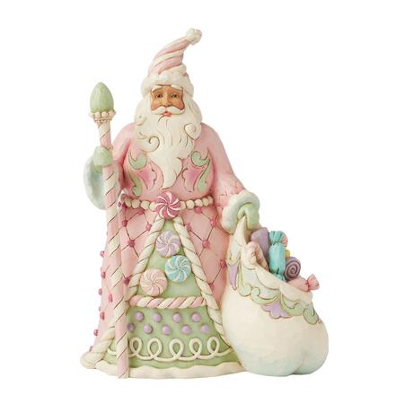 Enesco - Natale 2025 - Babbo Natale Dolci con Borsa e Bastone – Collezione Heartwood Sweets by Jim Shore