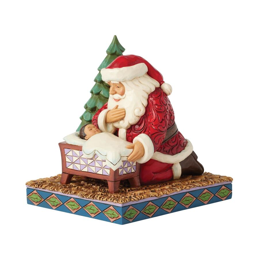 Enesco - Natale 2025 - Babbo Natale in Ginocchio su Gesù Bambino – Collezione Miracolo di Natale by Jim Shore